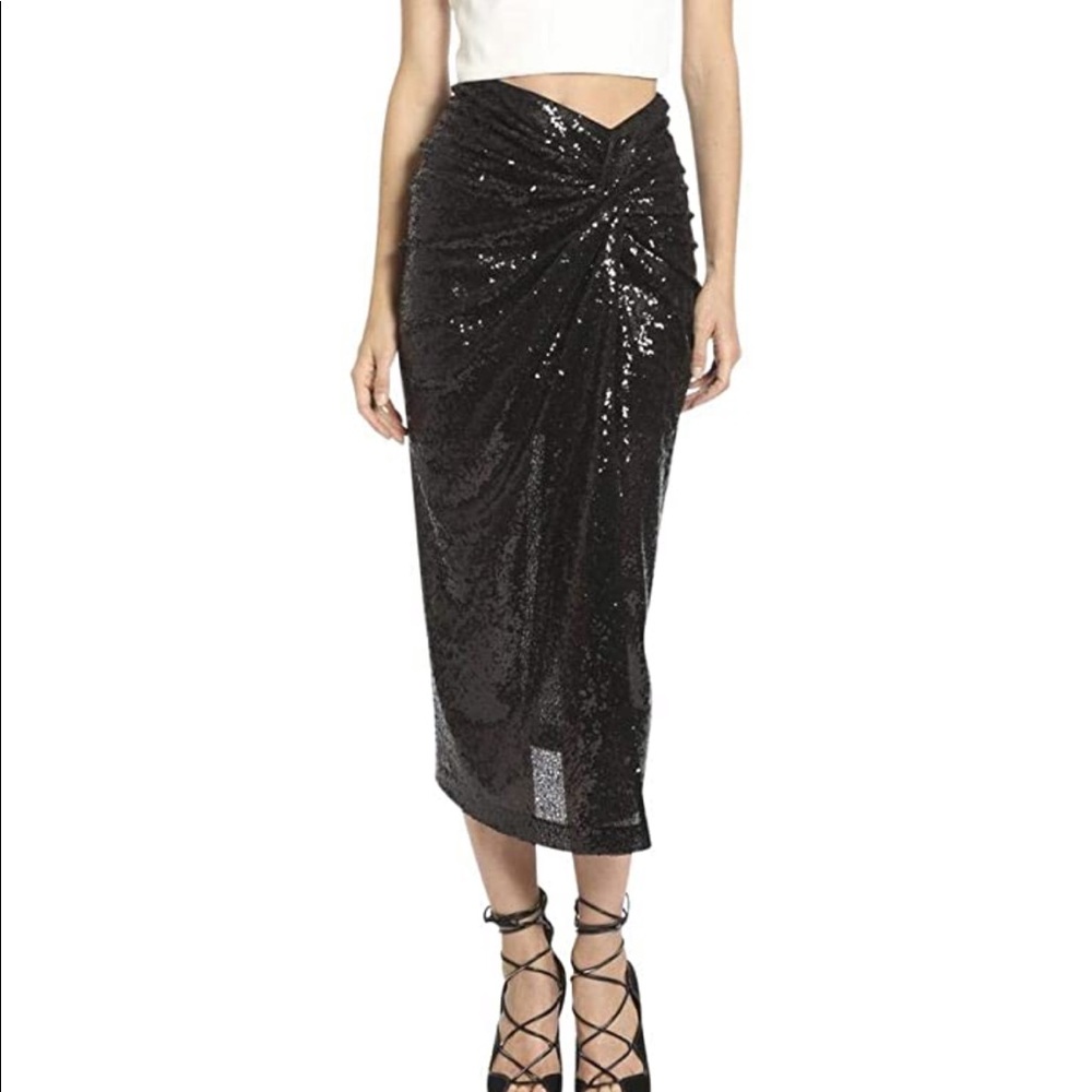 Belle Badgley Mischka Jai Sequin Skirt